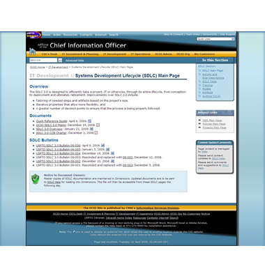 Figure 5 — Tertiary level complex main template: Screenshot of the IT Development Software Development Lifecycle (SDLC) main page