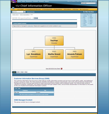 Figure 13 — Organizational child template: Screenshot of the OCIO Organization CISG subpage