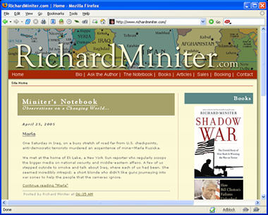 Screenshot of Richard Miniter's homepage