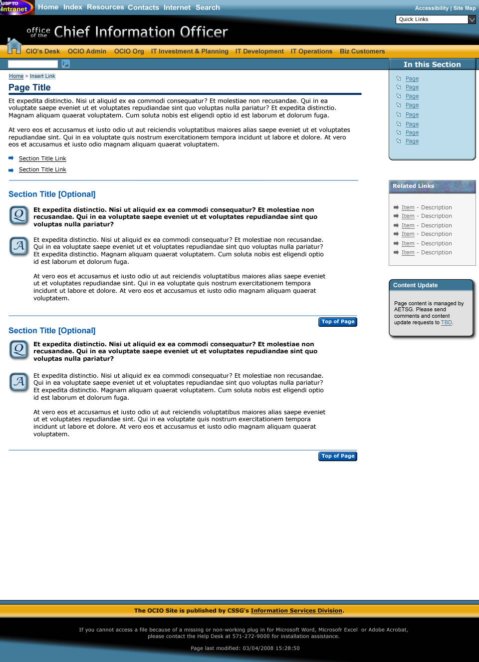 Mock-up of Frequently Asked Questions (FAQ) - Simple Layout